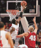 Greg Oden in championship game against Wisconsin
