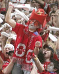 Superfan Kyle Blizzard during one of his famous 'miss it' chants.