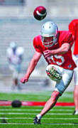 Ryan Pretorius makes a field goal during the kick scrimmage in Ohio Stadium. He hit 5 of 6 before protection breakdowns led to three straight blocks.