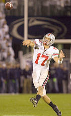 QB Todd Boeckman, who played his best game and finished 19-of-26 for 253 yards, one interception and three touchdowns, throws for one of his completions against the Nittany Lions