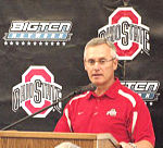  Jim Tressel, Ohio State football head coach speaks at a Big Ten Network luncheon Thursday in Ohio Stadium