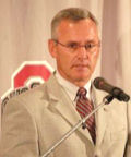 Ohio State head coach Jim Tressel adresses the media during his weekly press conference