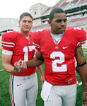 Todd Boeckman and Terrelle Pryor show off the secret roommate handshake they've been working on during preseason camp.