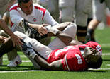 Ohio State's Chris Wells is in obvious pain after injuring his foot during OSU's 43-0 win over Youngstown State on Saturday (August 30, 2008) afternoon in Columbus.