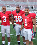 Brandon Saine, Chris 'Beanie' Wells and Daniel 'Boom' Herron at media day.