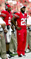 It sounds like Beanie Wells, right, and Terrelle Pryor, left, will be sharing the field Saturday. Marvin Fong/ The Plain Dealer