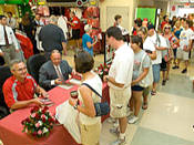 Coach Tressel's book signing tour is drawing large crowds.