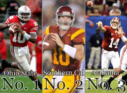 In the annual Tuscaloosa News Best College Football Rankings Ohio State is No. 1, followed by Southern California, just like 2008.