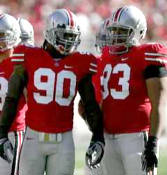 OSU defensive linemen Thaddeus Gibson (90) and Nader Abdallah were among the Buckeyes who enjoyed a stronger performance last Saturday against Purdue. (Marvin Fong/The Plain Dealer)