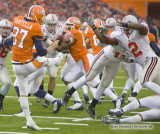 Malcolm Jenkins' block of an Illinois punt late in the first quarter that resulted in a safety gave Ohio State the lead for good and led to an OSU touchdown after a short free kick. (Photo: Jim Davidson, The Ozone)