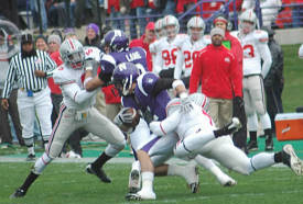 # 7 Jermale Hines takes down Northwestern quarterback Kafka November 8, 2008 (Photo: Steve Helwagen, Bucknuts
