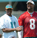 Tedd Ginn and Dante Culpepper at Dolphins minicamp