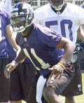 Troy Smith doing drills at Ravens Rookie Camp